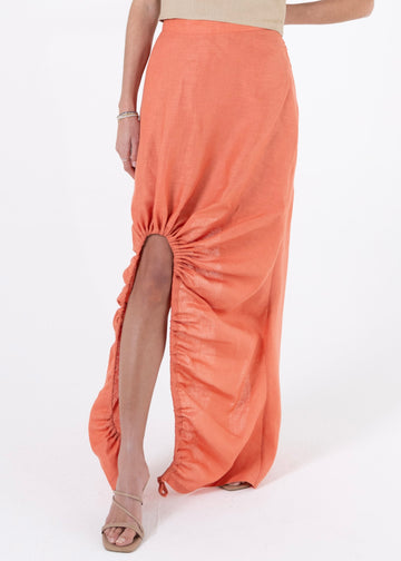 Ruched Linen Skirt